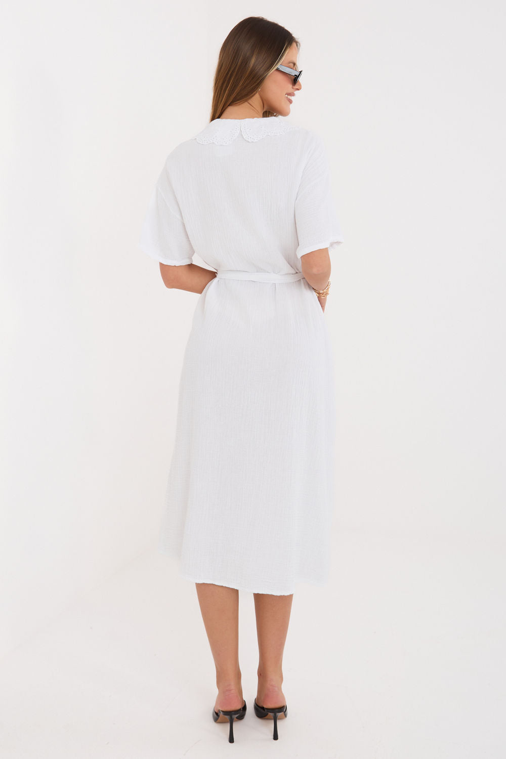 Italy Moda White Midi Flared Dress - view 2