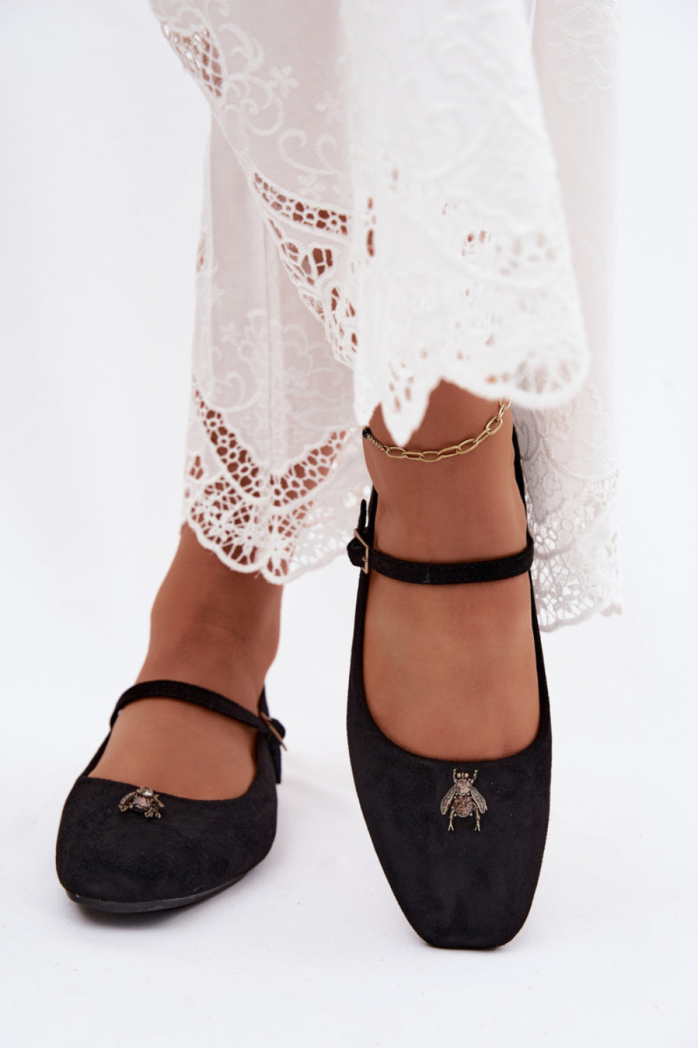 Step In Style Pinea Black Suede Ballet Flats