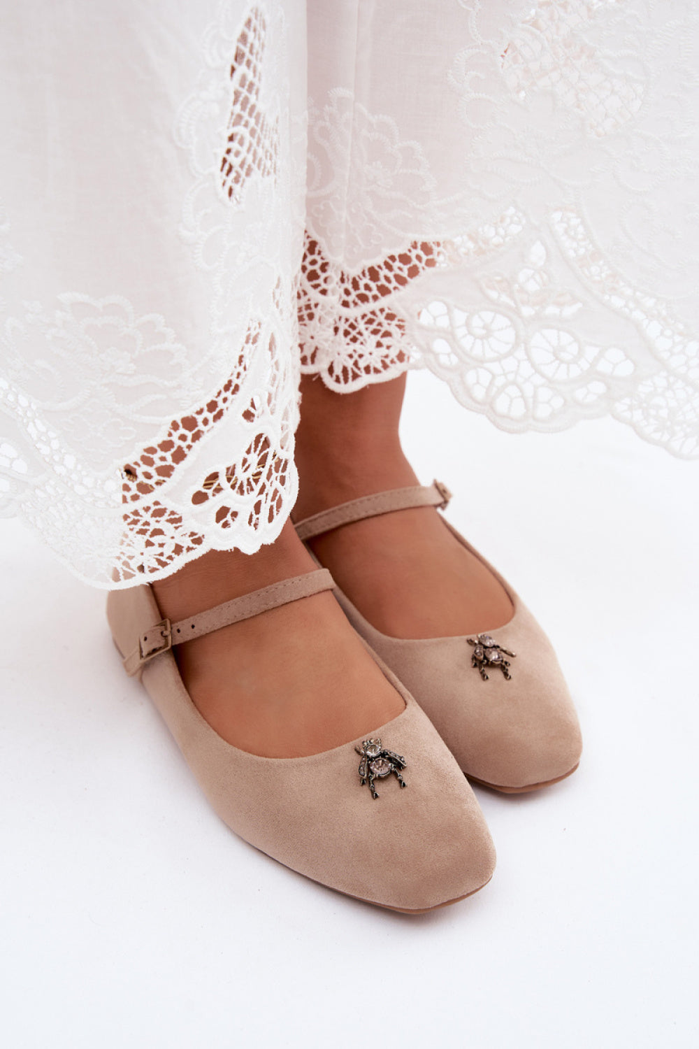 Step In Style Pinea Beige Suede Ballet Flats