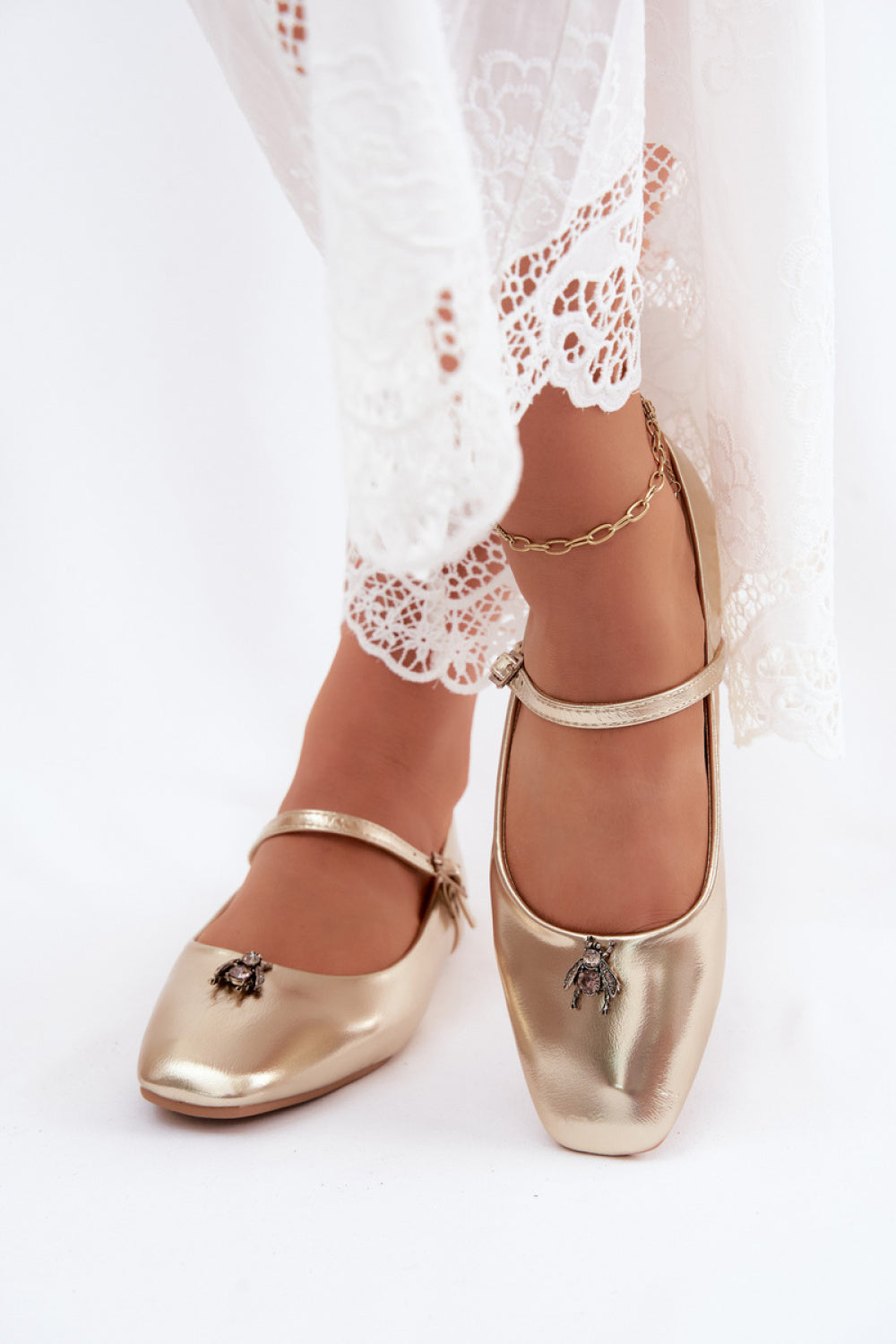 Step In Style Pinea Gold Faux Leather Ballet Flats - view 3