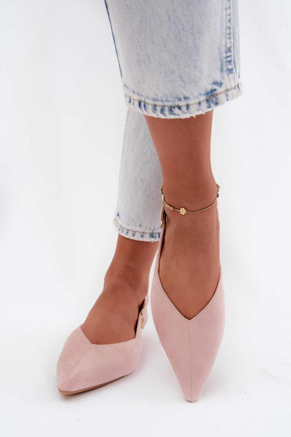 Step In Style Tanelia Pink Faux Suede Flat Ballet Flats