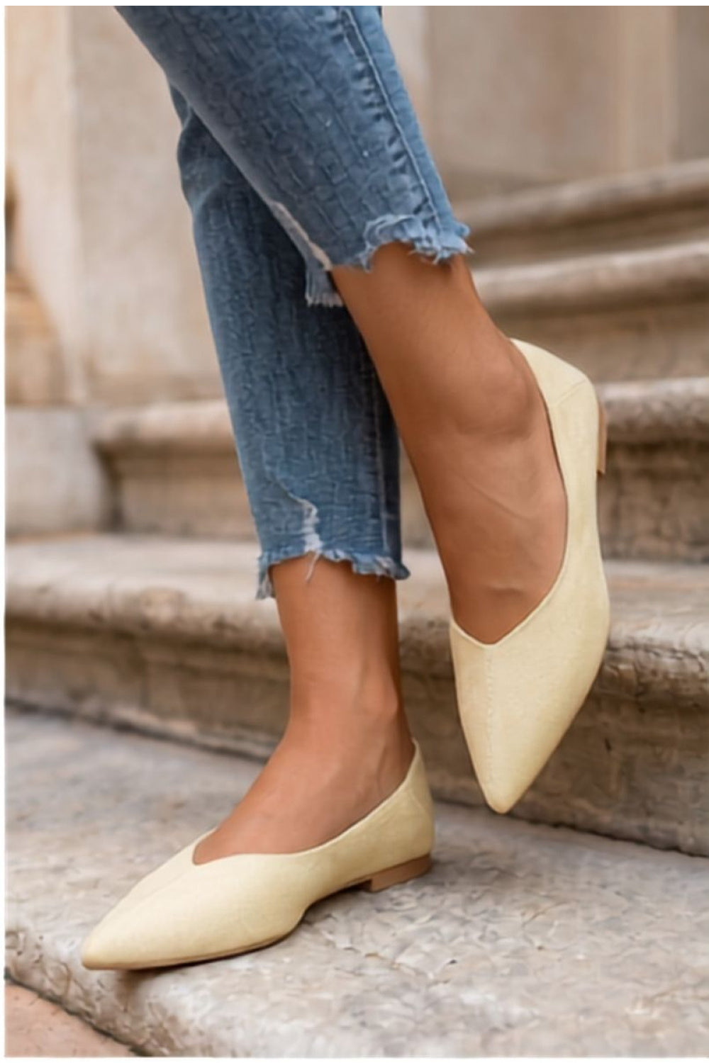 Step In Style Corabella Yellow Suede Flat Ballet Flats