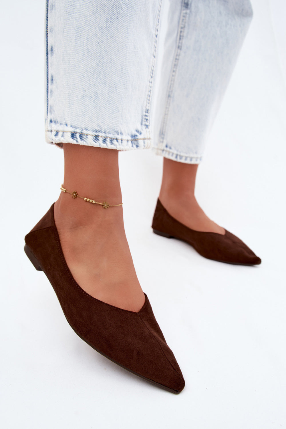 Step In Style Corabella Chocolate Suede Flat Ballet Flats