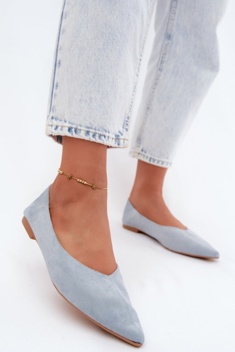Step In Style Corabella Blue Suede Flat Ballet Flats