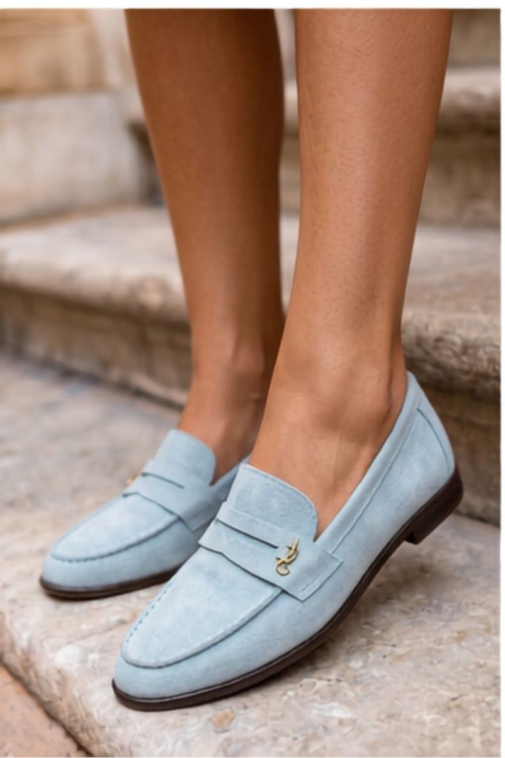 Step In Style Prestelle Blue Leather Moccasins