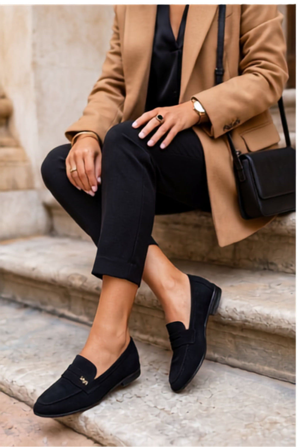 Step In Style Prestelle Black Leather Moccasins