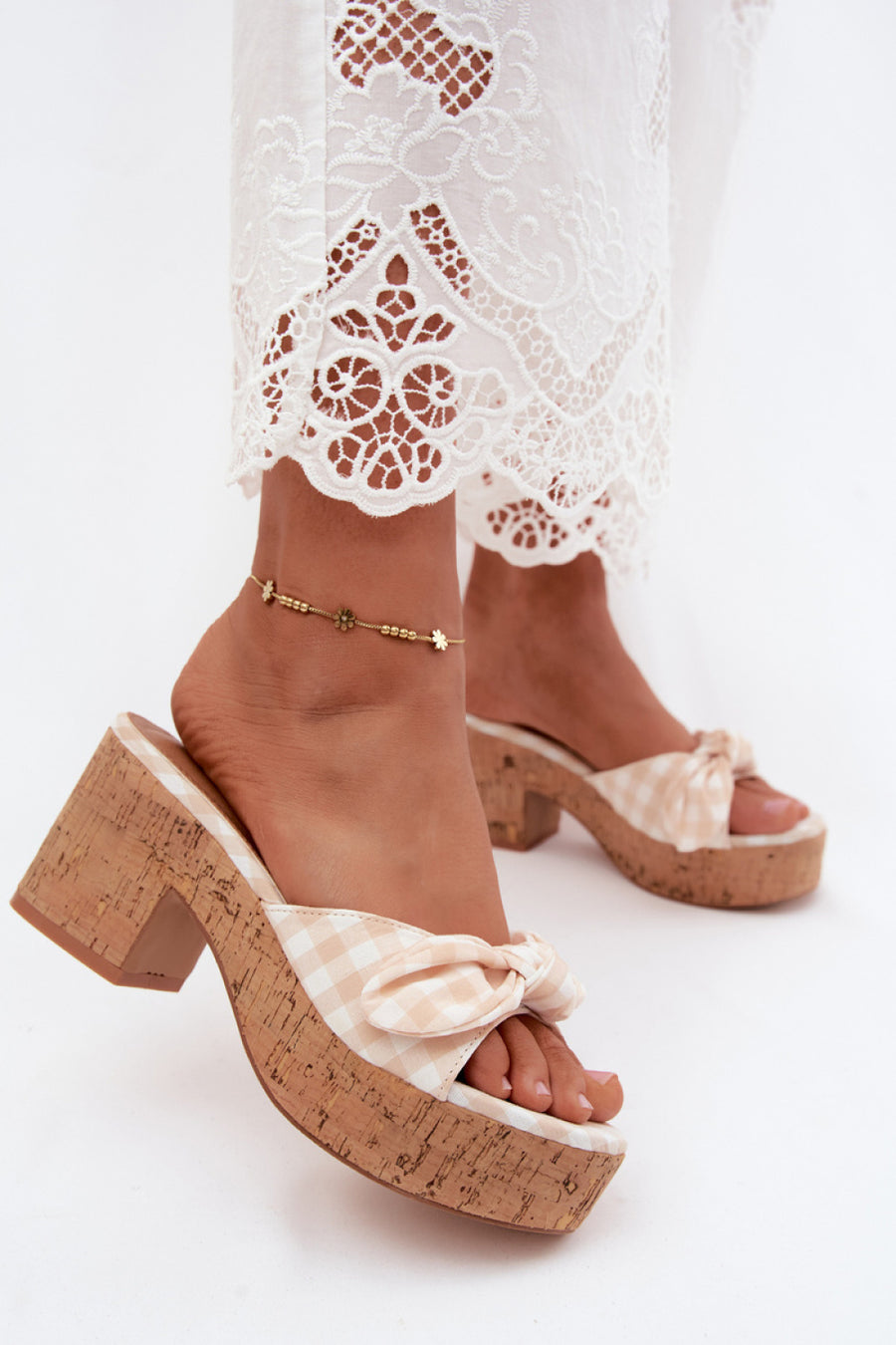 Step In Style Magnella Beige Platform Heeled Sandals
