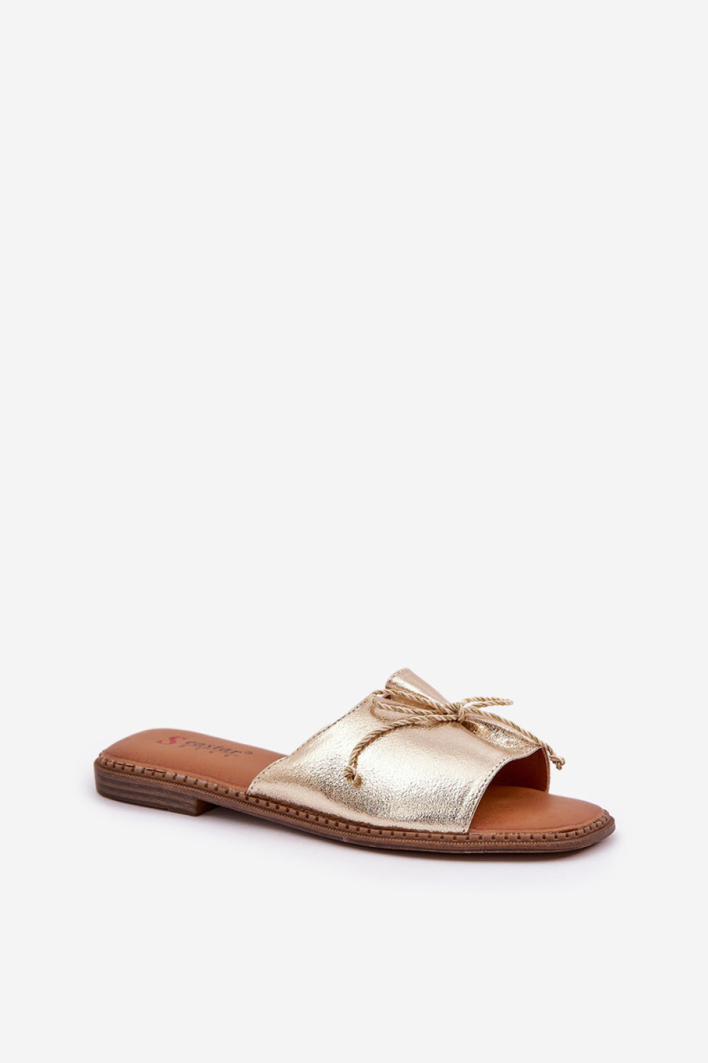 Step In Style Deonelis Gold Faux Leather Flat Flip Flops - view 2