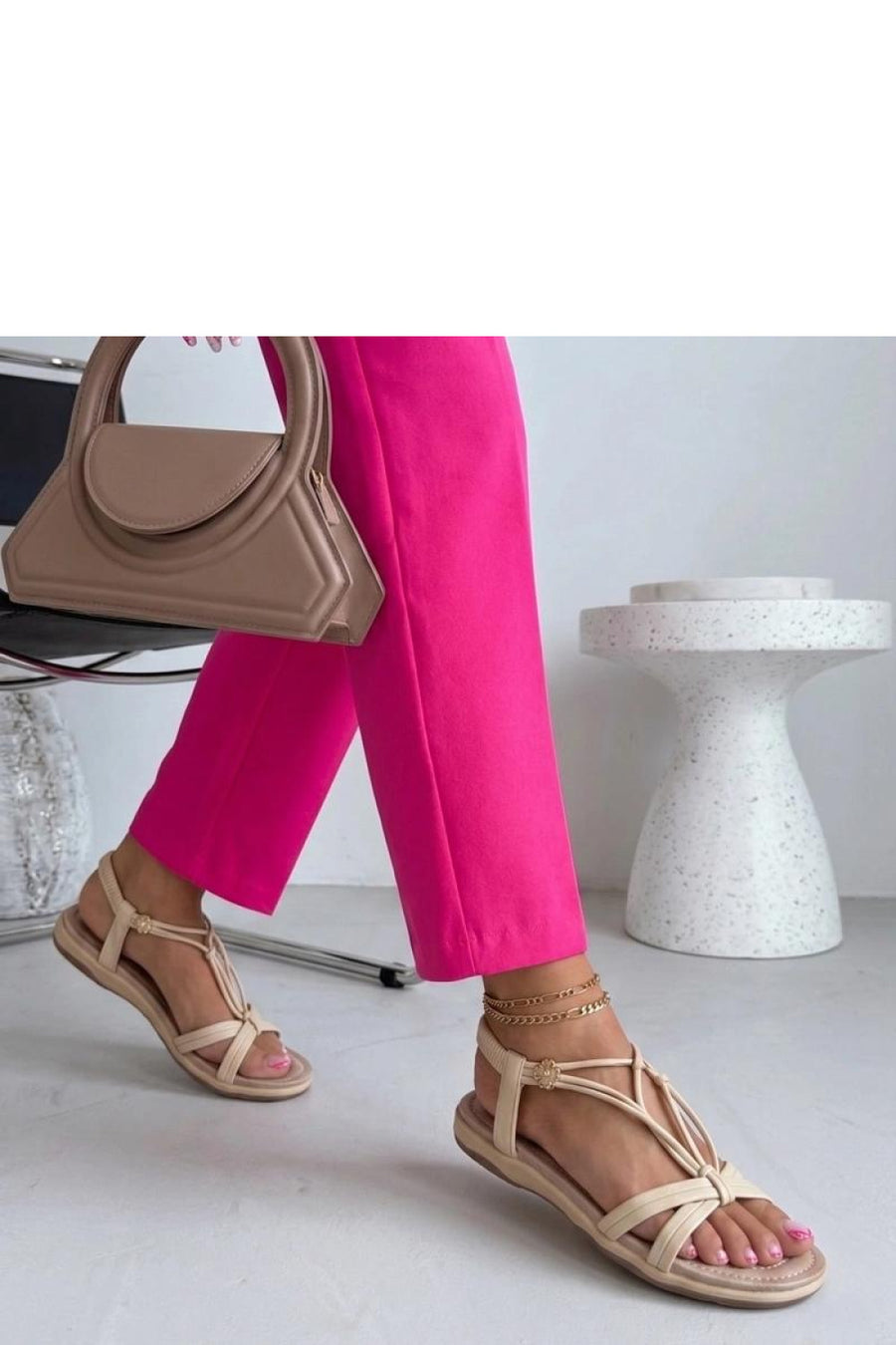 Solea Moa Beige Faux Leather Platform Sandals