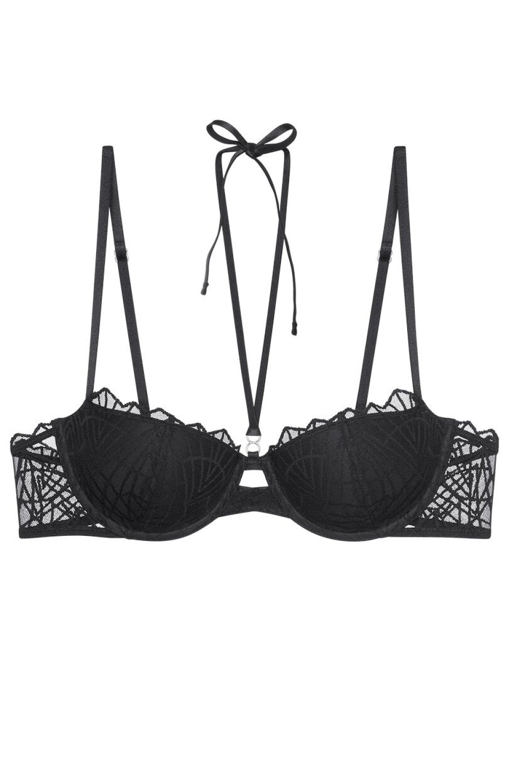 Triumph Black Lace Padded Strapless Bra - view 4