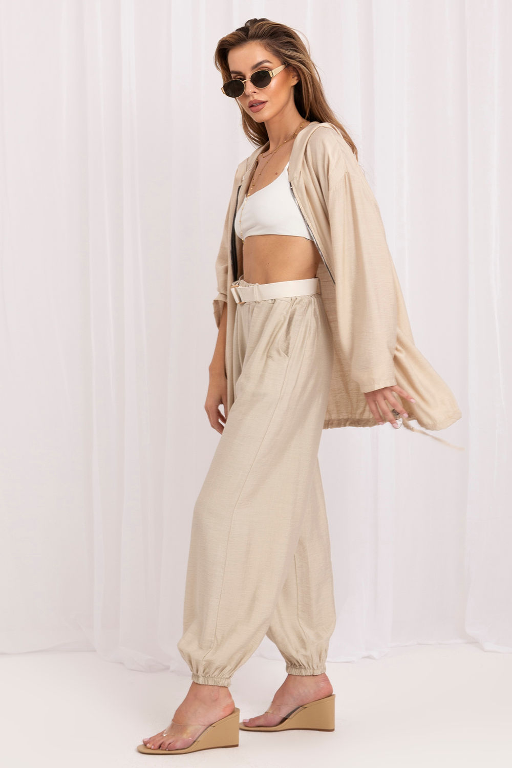 Rue Paris Beige High Waisted Trousers - view 2