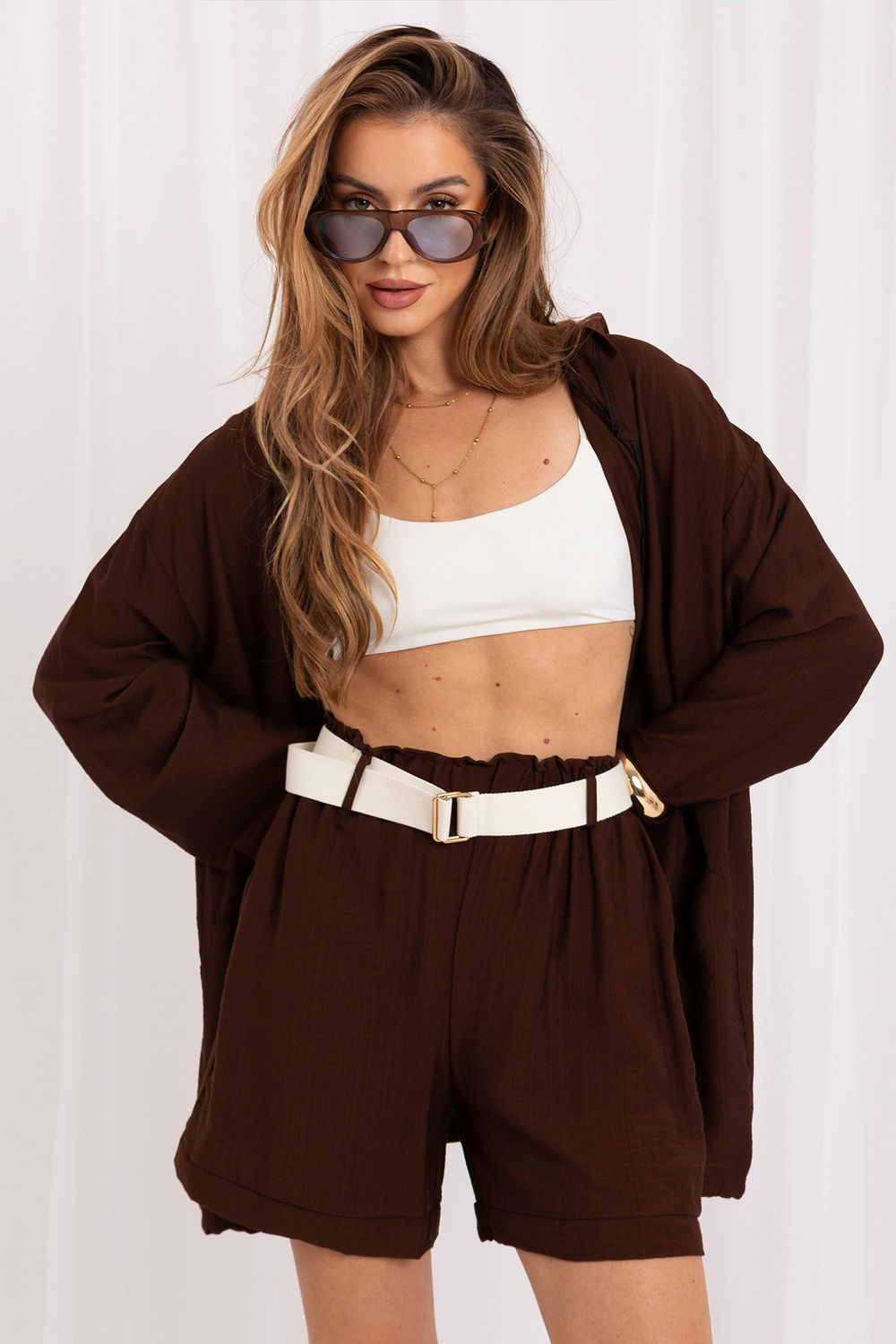 Rue Paris Dark Brown Wide Leg Shorts