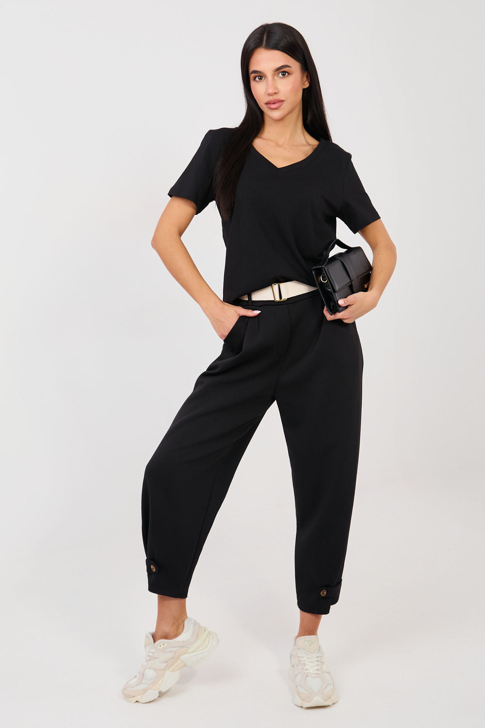 Rue Paris Black V-Neck Short Sleeve T-Shirt - view 2