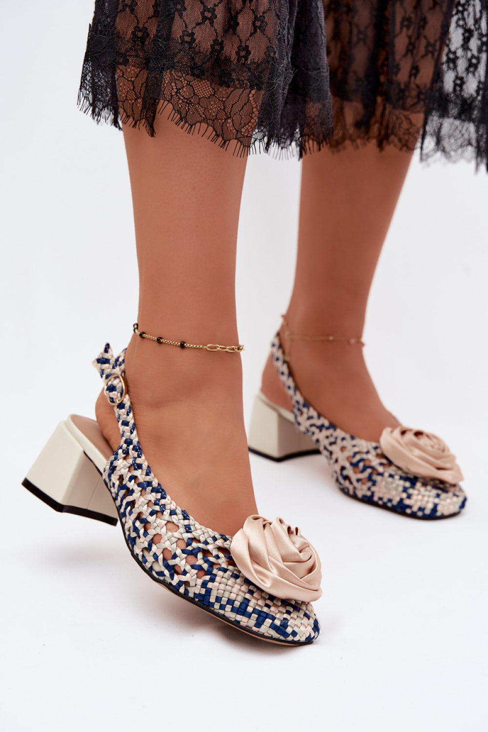 Step In Style Artiker Navy Block Heel Heeled Sandals