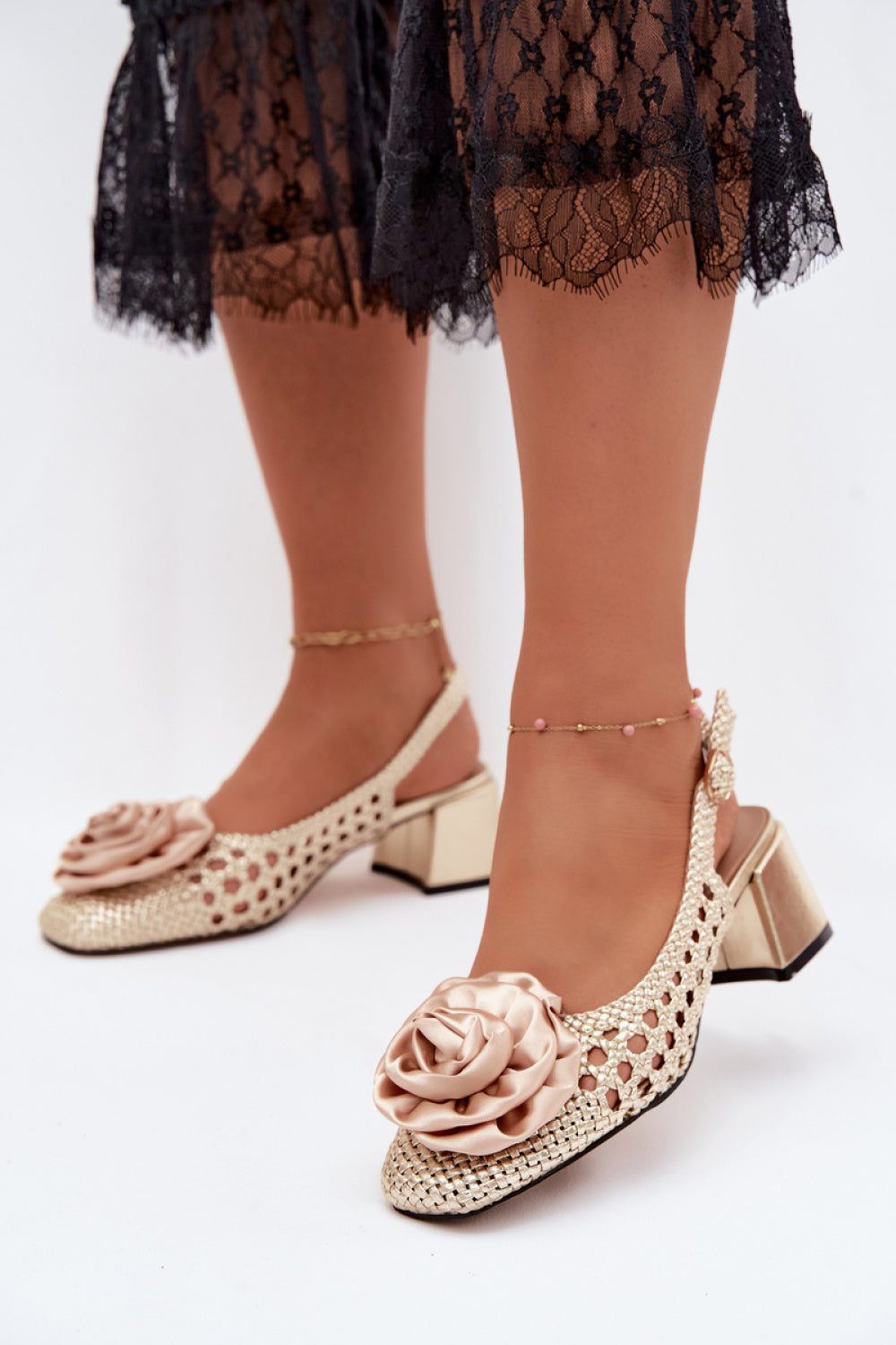 Step In Style Artiker Gold Block Heel Heeled Sandals