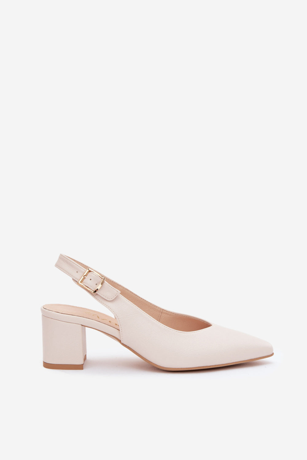 Step In Style Zazoo Light Beige Leather Block Heel Heeled Sandals - view 2