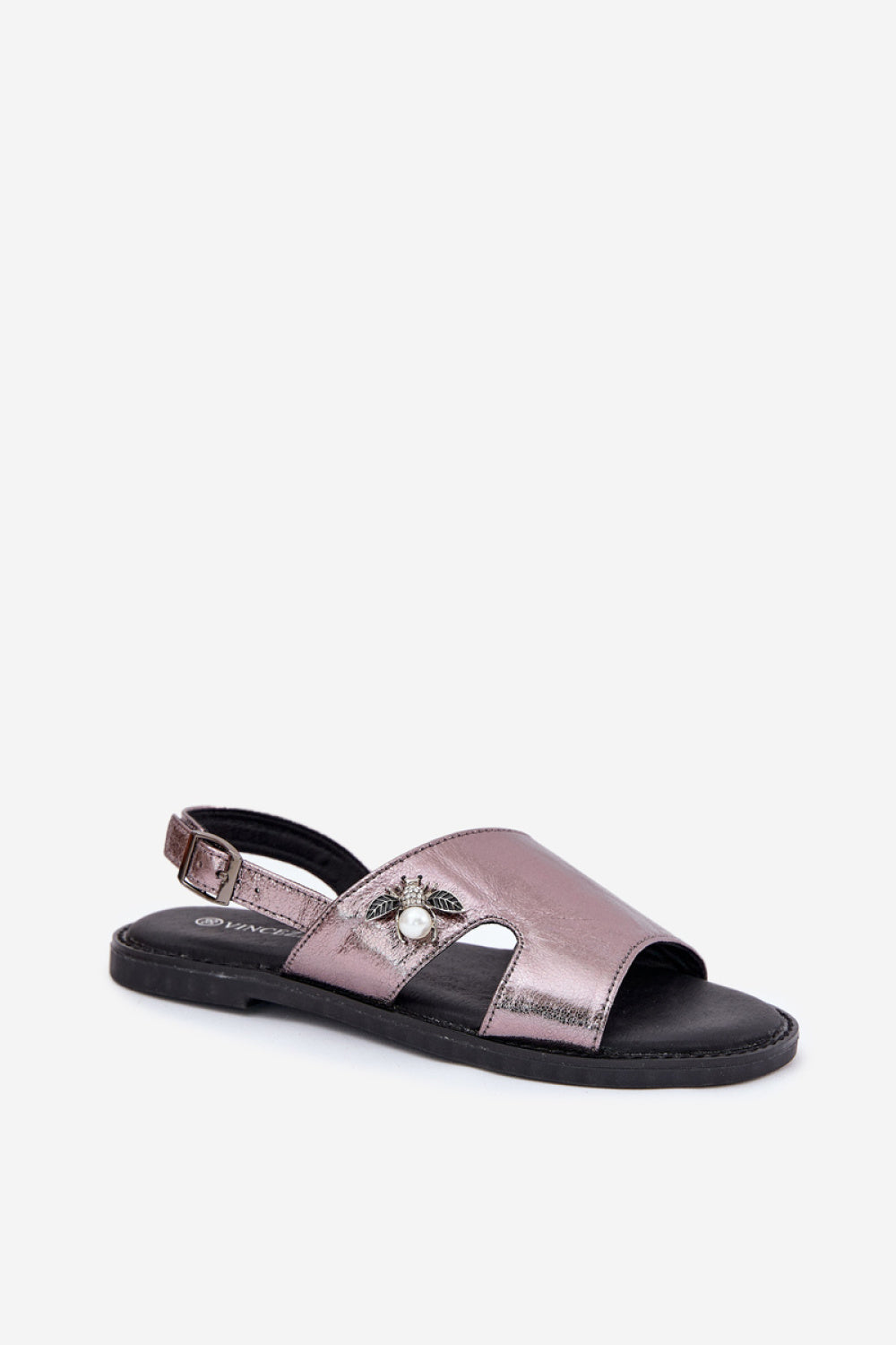 Step In Style Vinceza Silver Faux Leather Flat Sandals - view 2