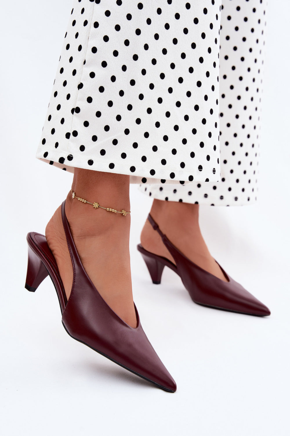 Step In Style Sapphire Burgundy Faux Leather Heeled Sandals