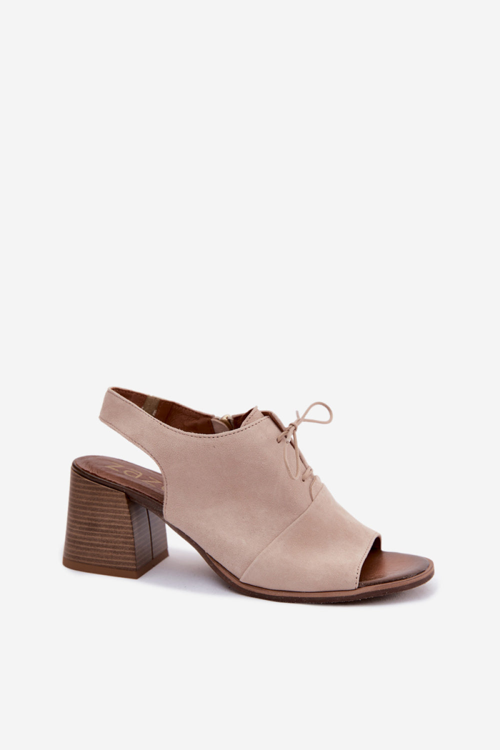 Step In Style Zazoo Light Beige Suede Block Heel Heeled Sandals - view 2