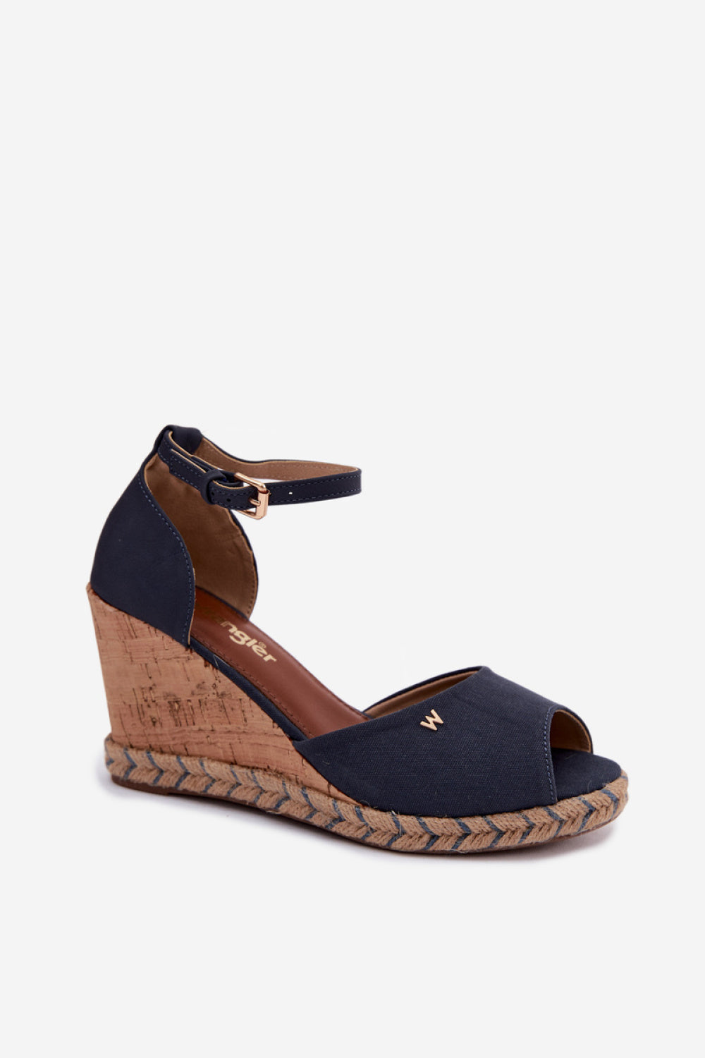 Step In Style Wrangler Navy Faux Leather Wedge Sandals - view 2