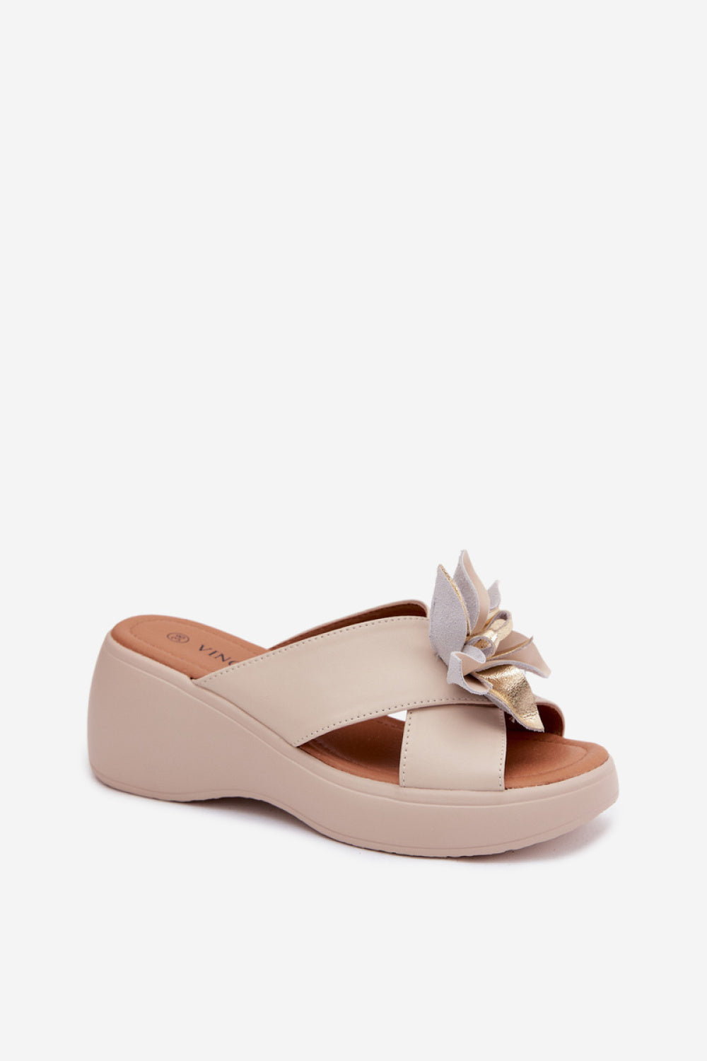 Step In Style Vinceza Beige Leather Wedge Sandals - view 2