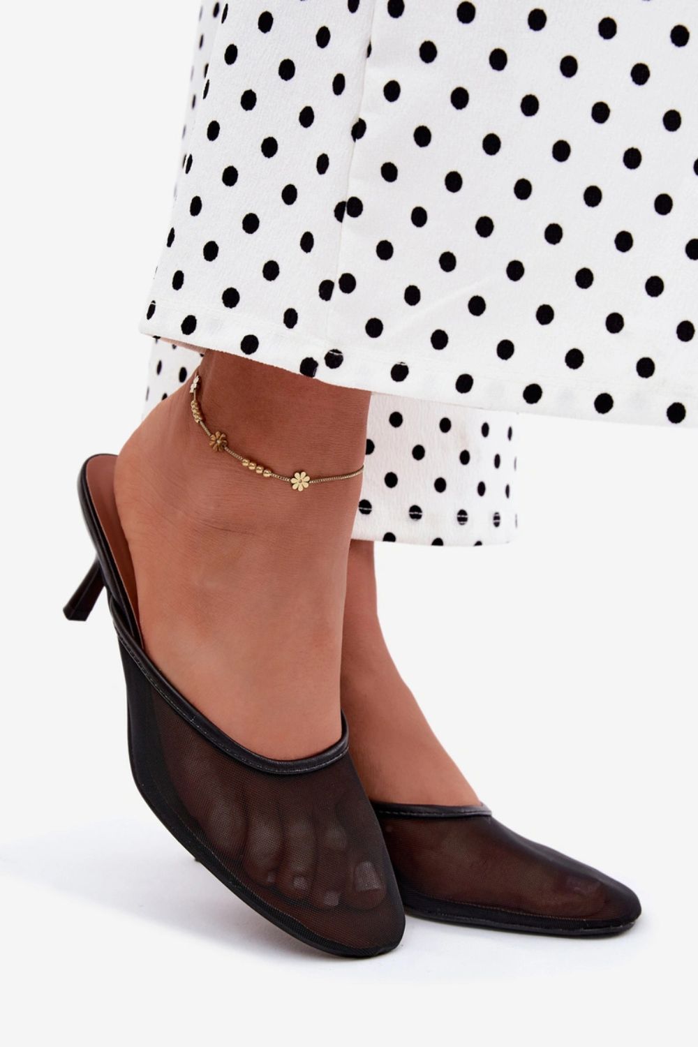 Step In Style Calmio Black Mesh Stiletto Heeled Sandals - view 2