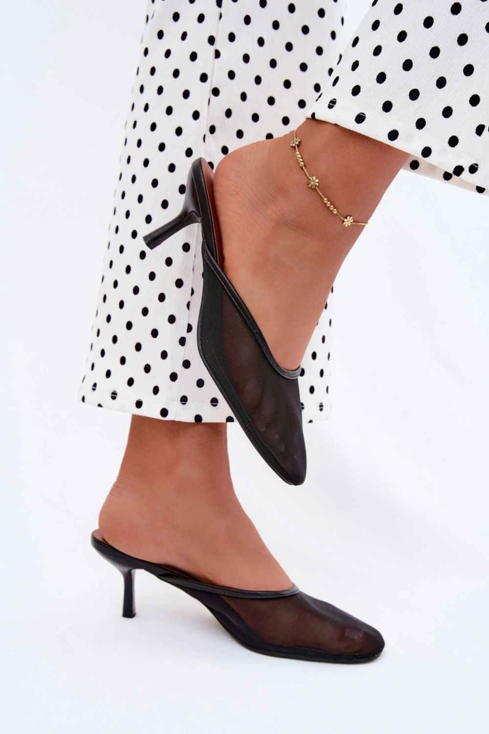 Step In Style Calmio Black Mesh Stiletto Heeled Sandals - view 3