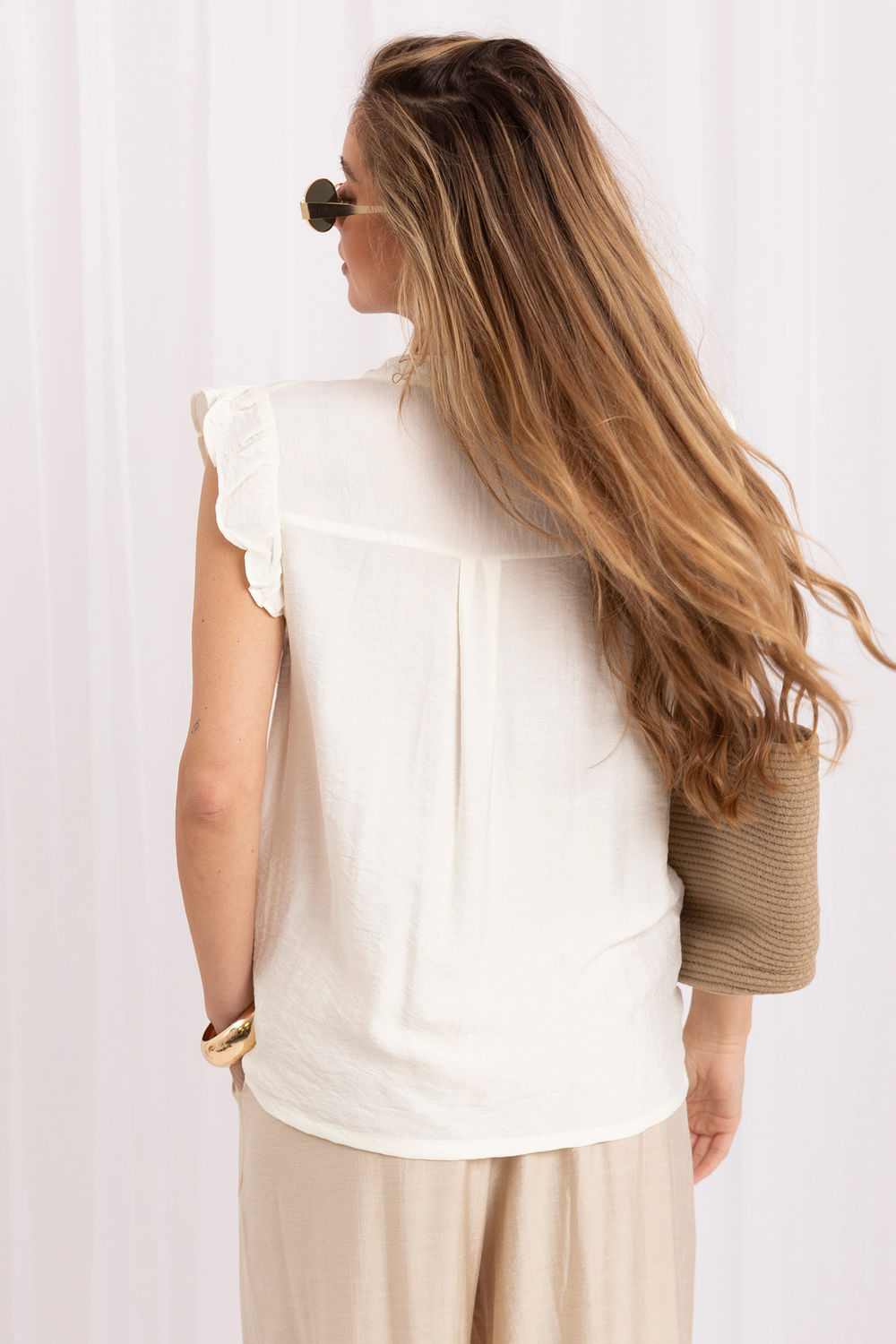 Italy Moda Ecru Short Sleeve Shirt - view 3