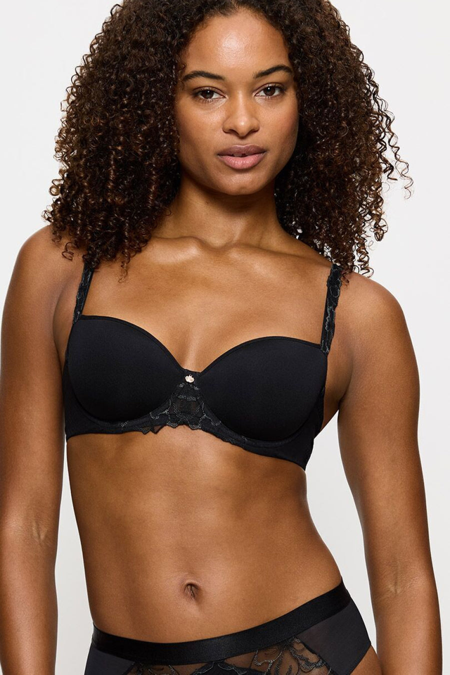 Triumph Wild Azalea Florale Black Lace Balcony Padded Bra
