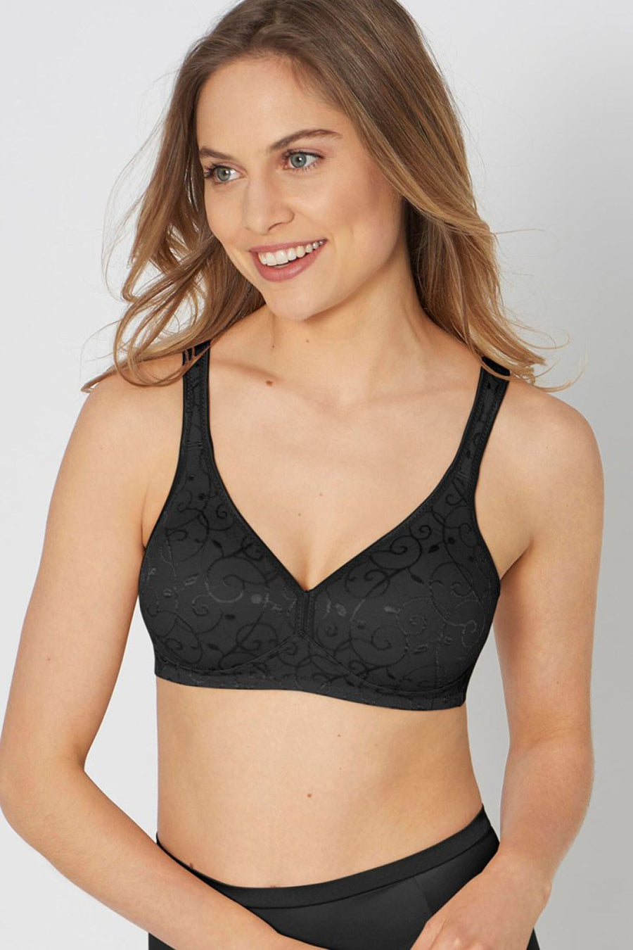 Triumph Elegant Cotton Black Underwired Soft Bra