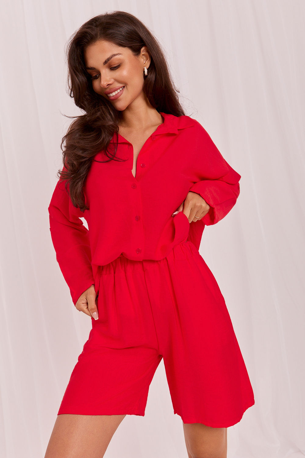 Rue Paris Red Long Sleeve Co-Ord Set