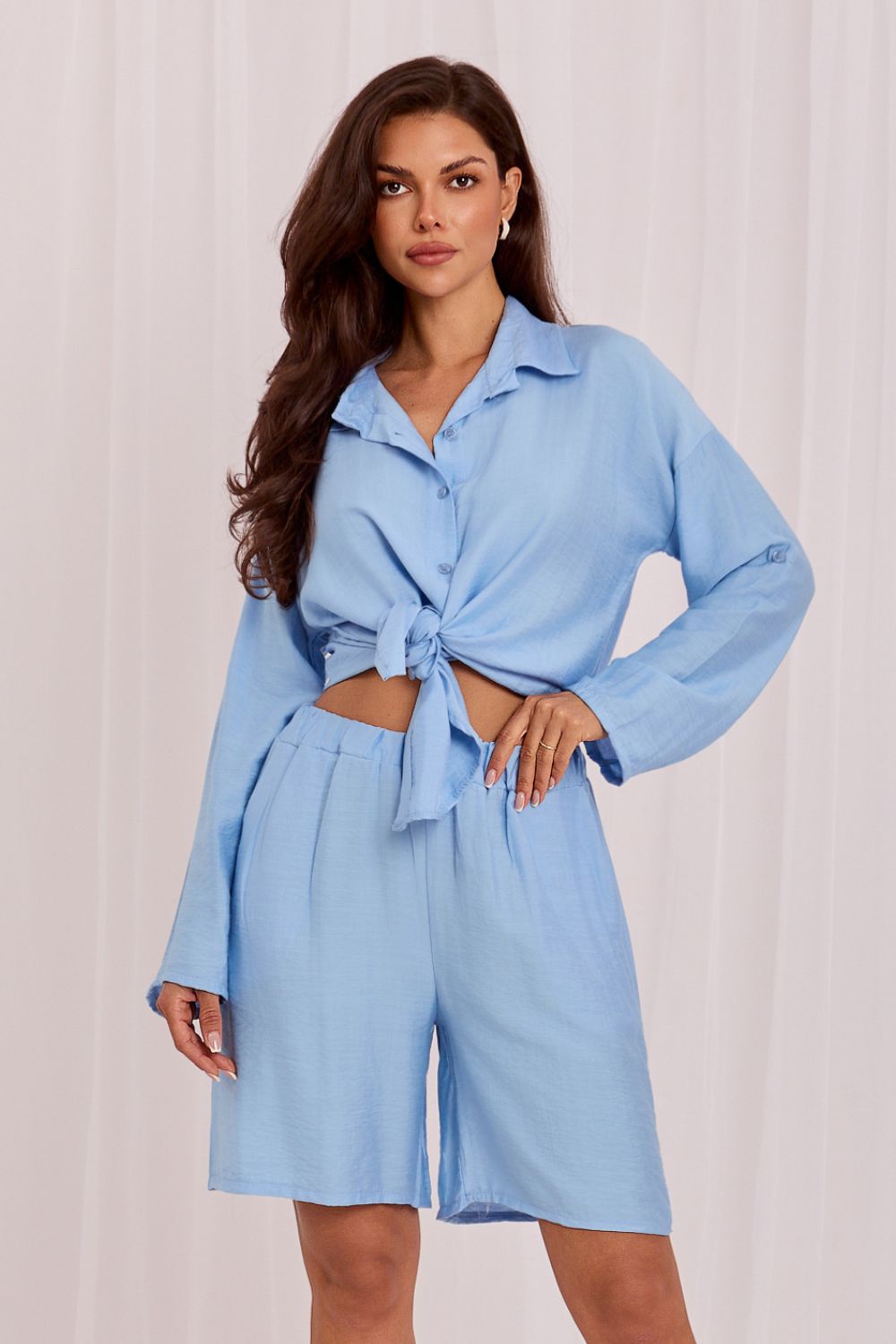 Rue Paris Light Blue Long Sleeve Co-Ord Set - view 4