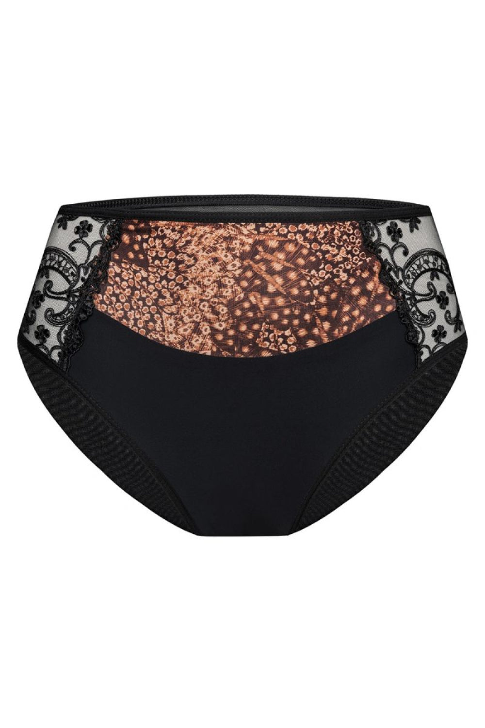 Vena Black Lace High Waisted Knickers