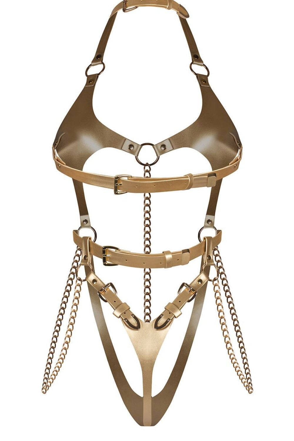 Obsessive Anyya Gold Leather Look Bodysuit - view 5