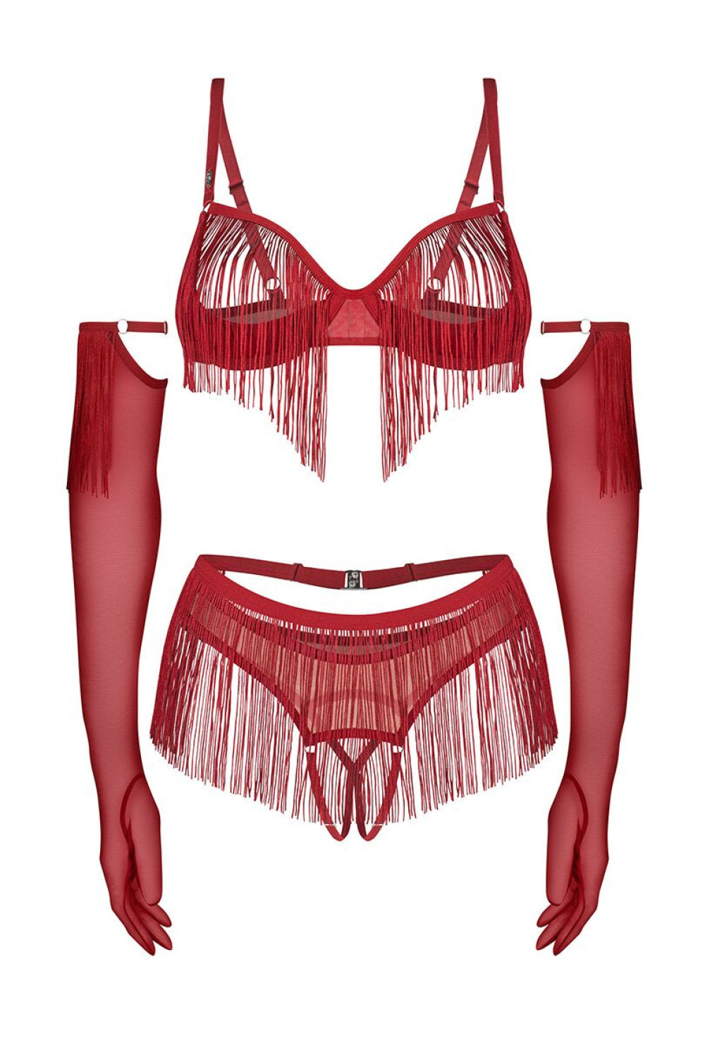 Obsessive Rossay Red Mesh Underwired Sexy Lingerie Set - view 4