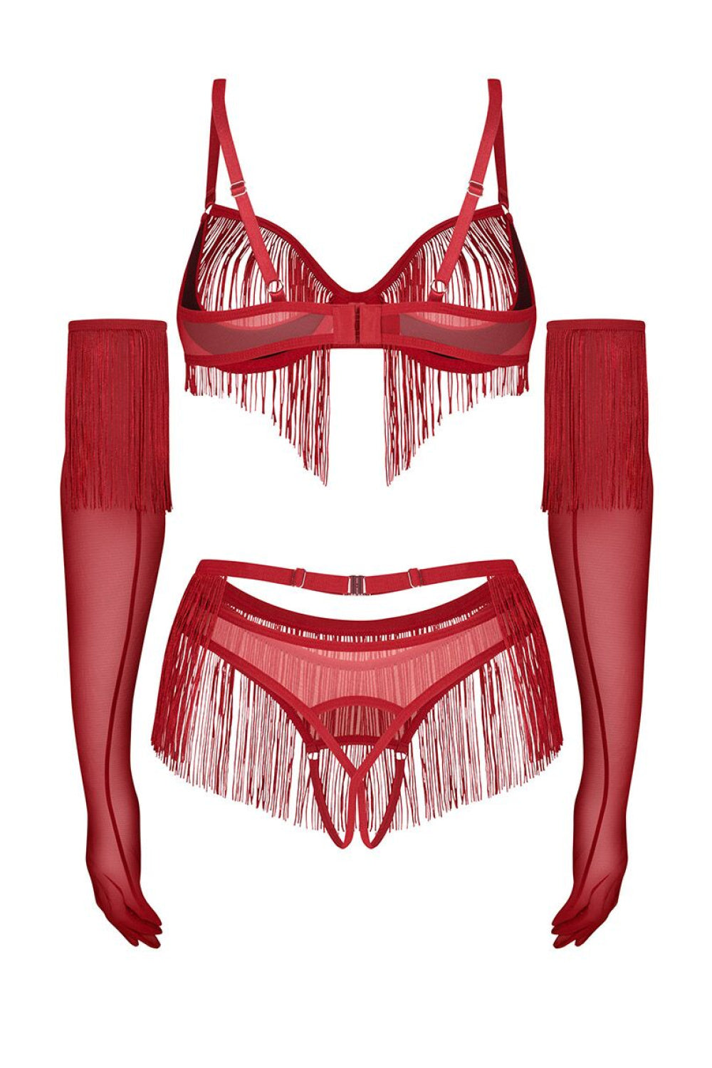 Obsessive Rossay Red Mesh Underwired Sexy Lingerie Set - view 5