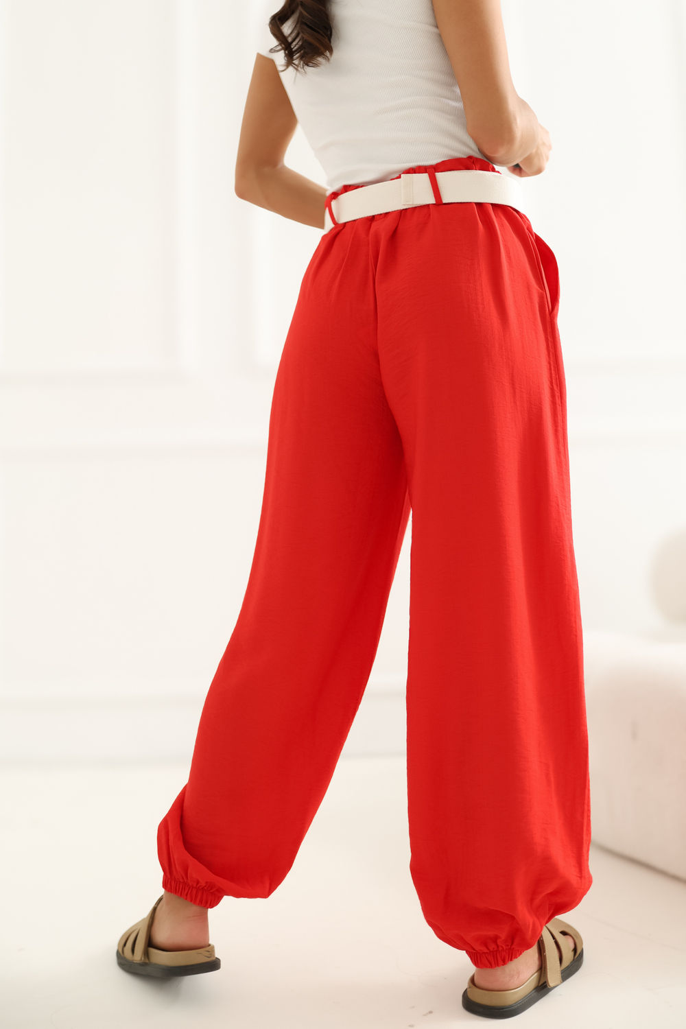 Rue Paris Red High Waisted Trousers - view 3