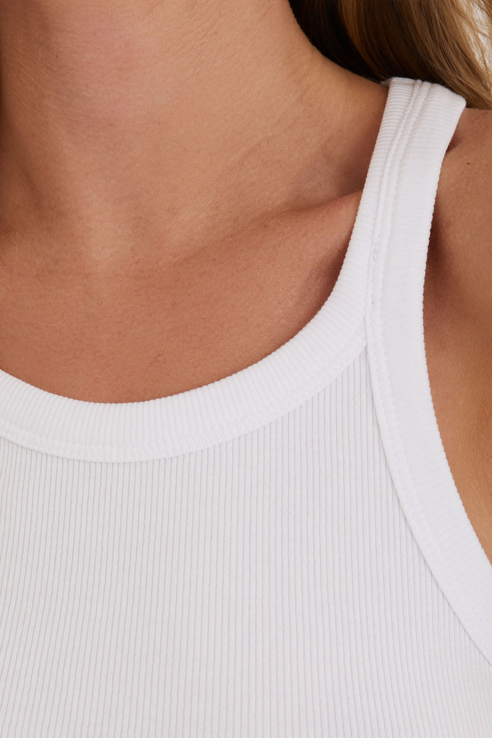 Rue Paris White Bodycon Cotton Cami Top - view 4
