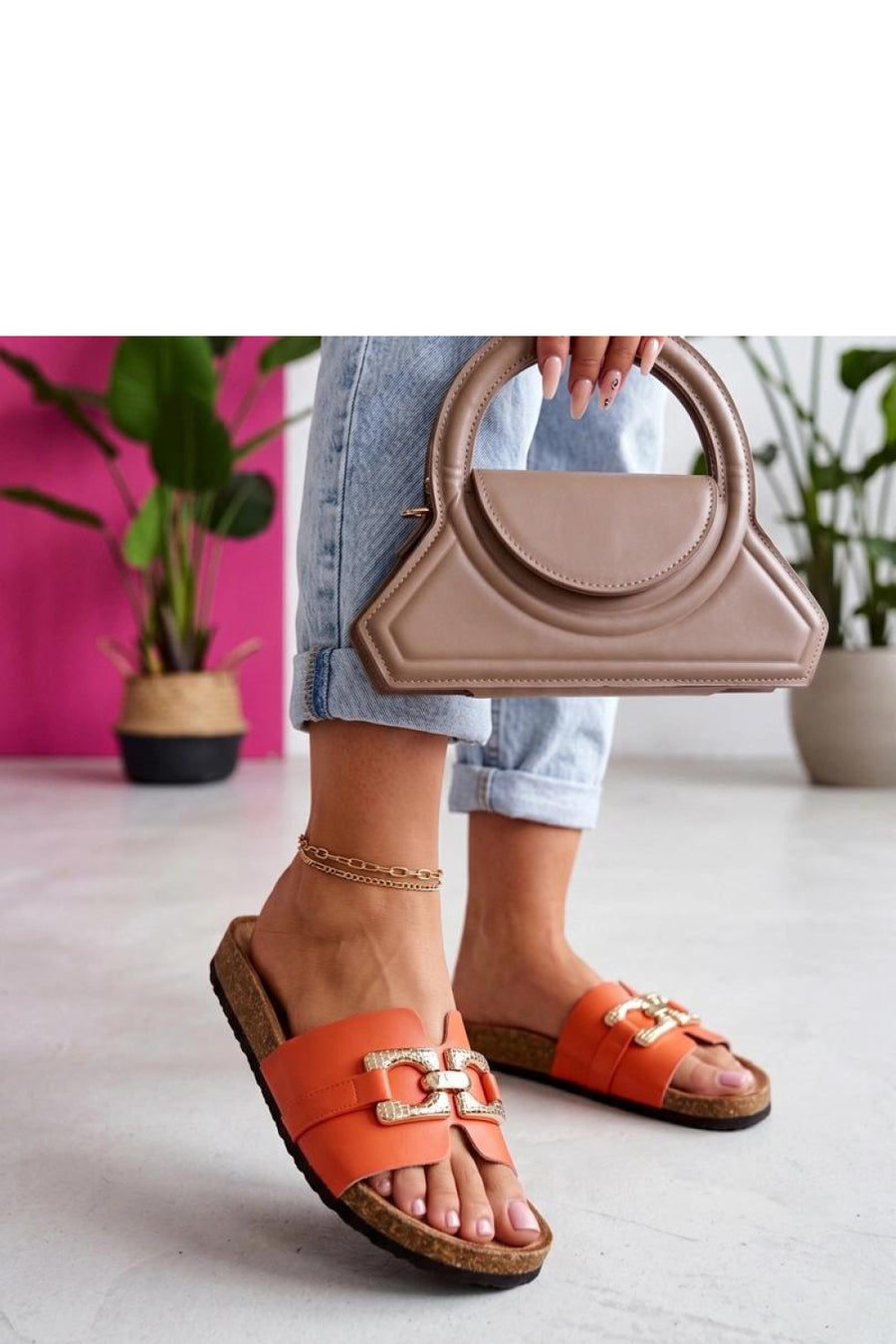 Solea Rachele Orange Faux Leather Platform Flip Flops