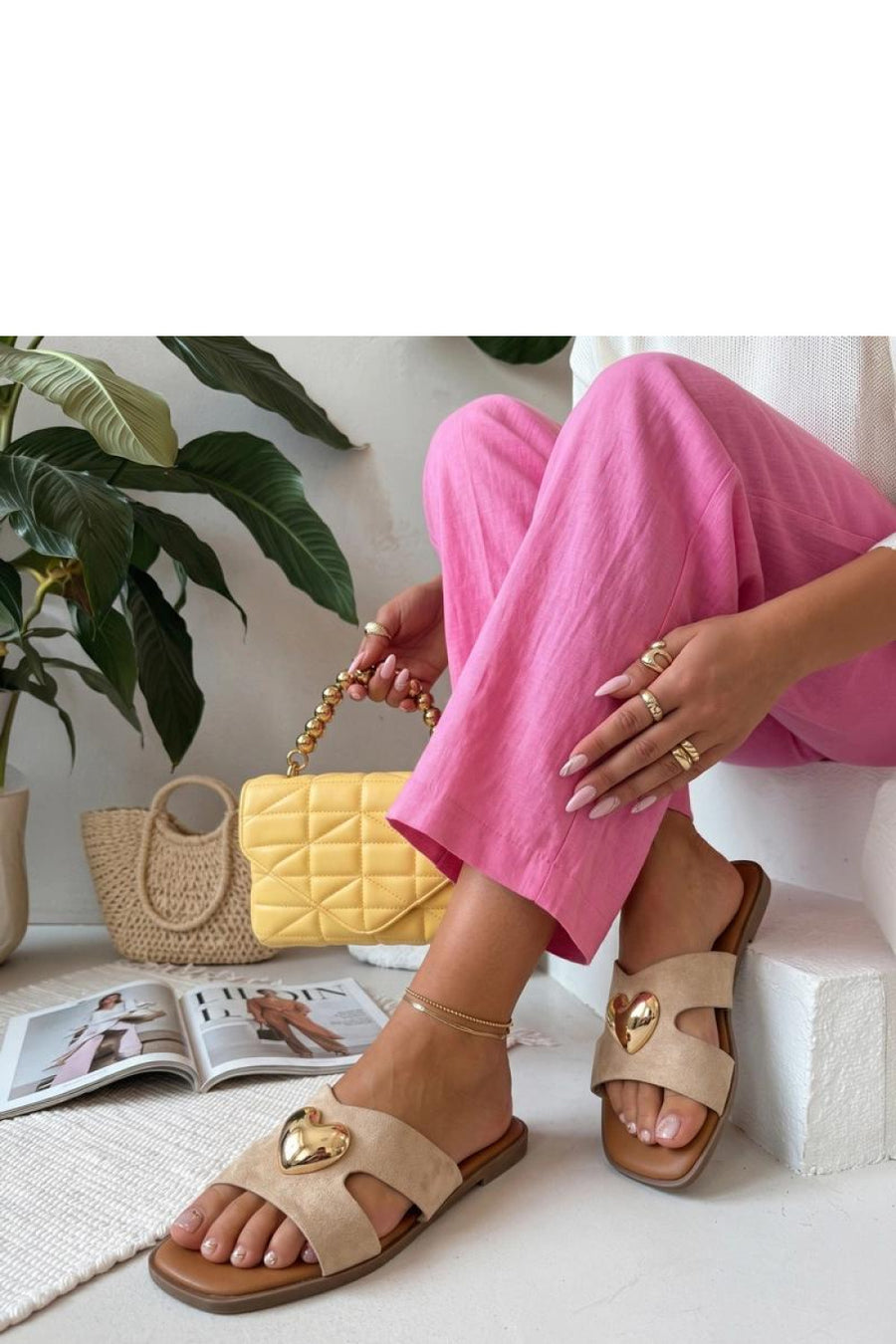 Solea Lucrezia Beige Flat Flip Flops