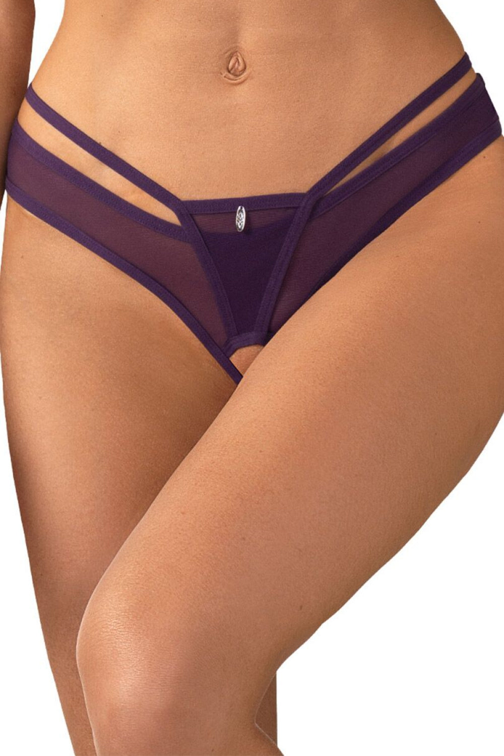 Obsessive Vibres Violet Mesh Crotchless Thong