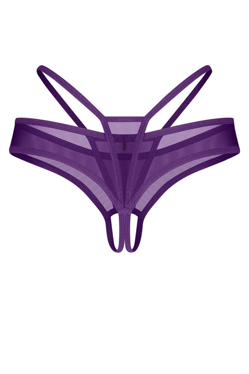Obsessive Vibres Violet Mesh Crotchless Thong - view 4