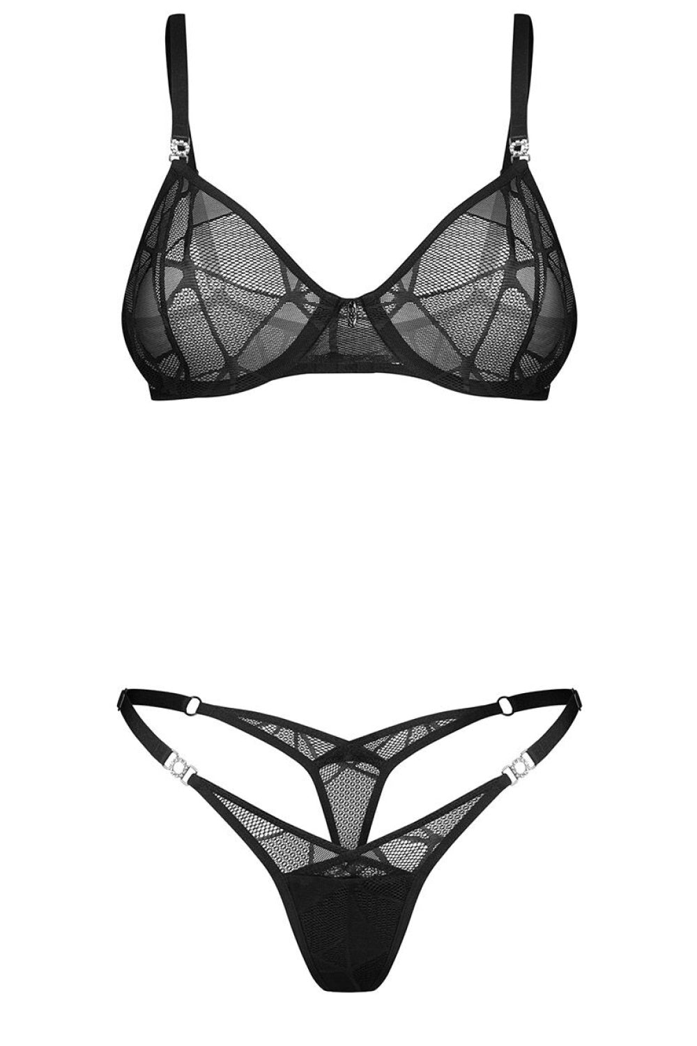 Obsessive Olianna Siatka Black Lace Underwired Sexy Lingerie Set - view 4