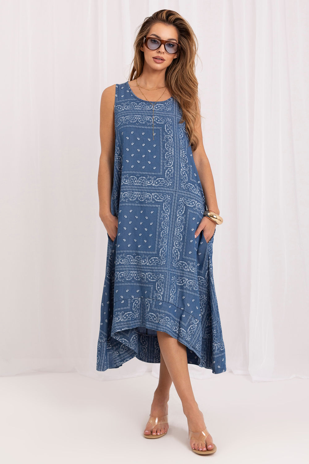 Italy Moda Dark Blue Midi Dress