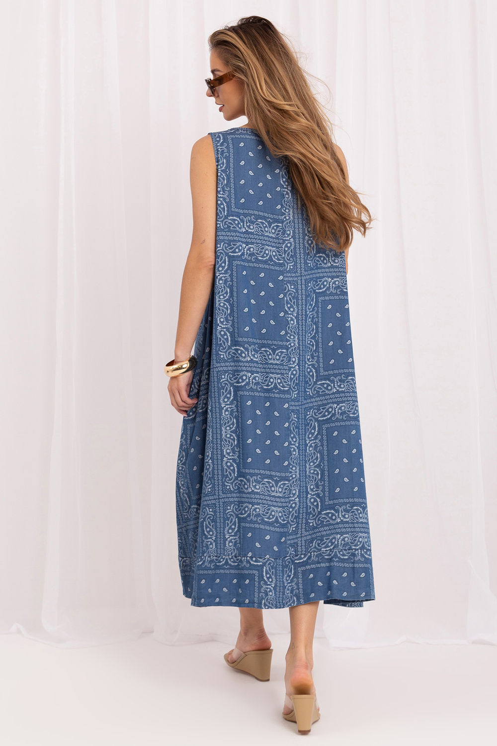 Italy Moda Dark Blue Midi Dress - view 3