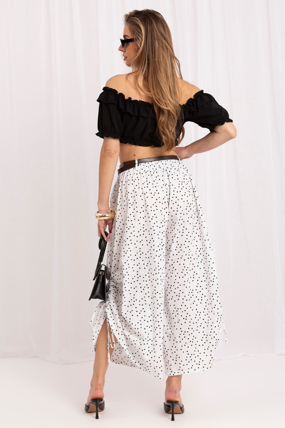 Italy Moda White Polka Dot Pleated Trousers - view 3