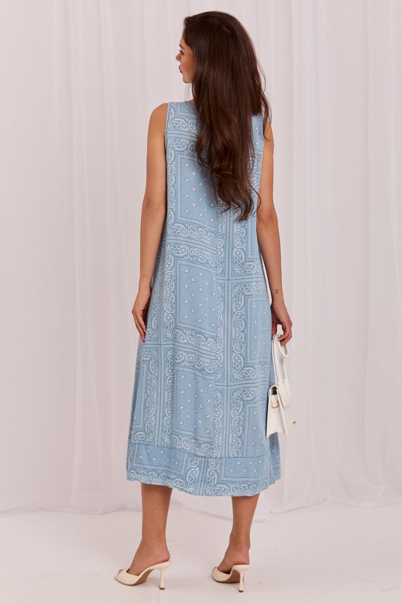 Italy Moda Light Blue Midi Sleeveless Dress - view 3