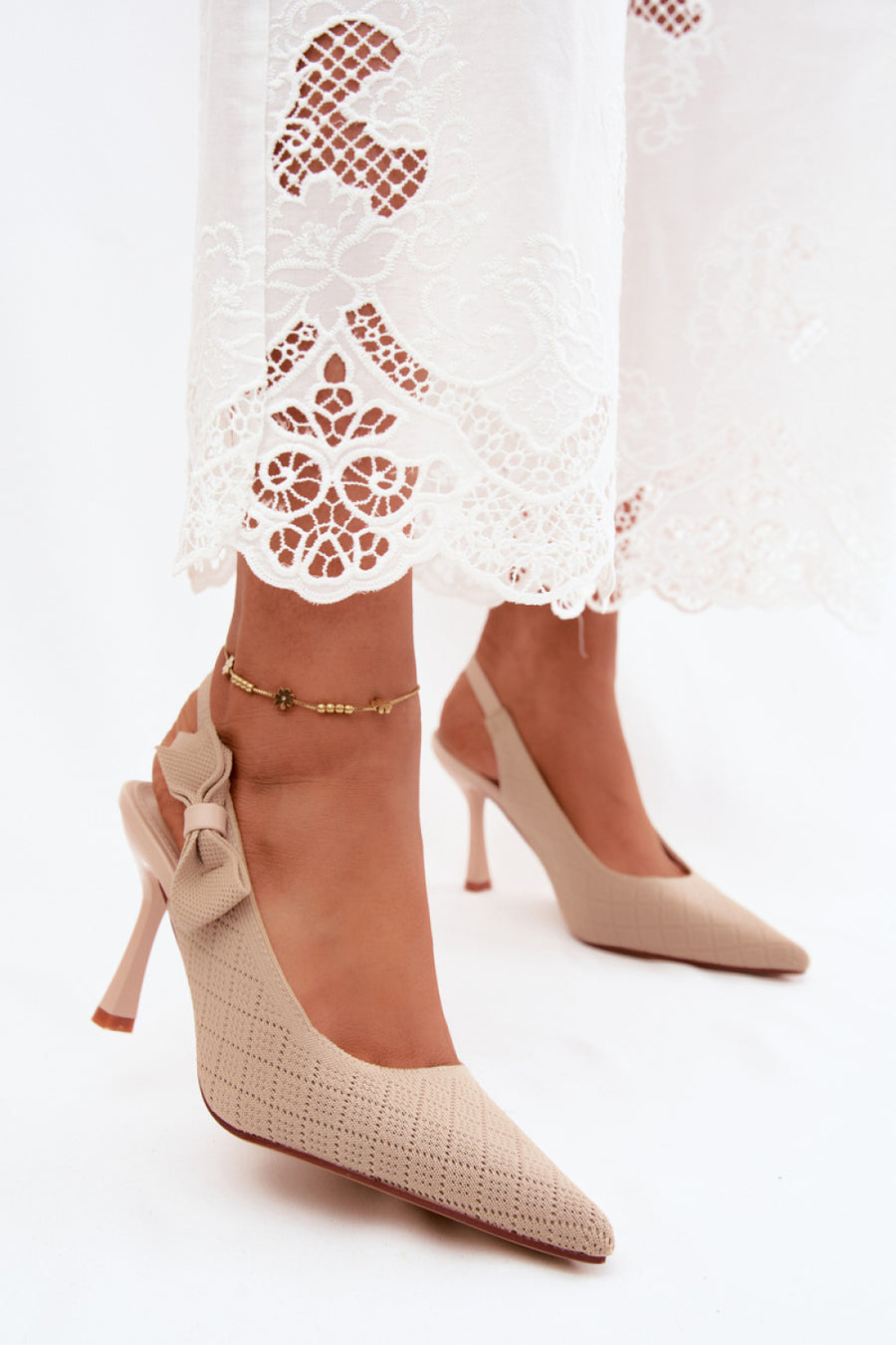 Step In Style Cosma Beige Stiletto Heeled Sandals