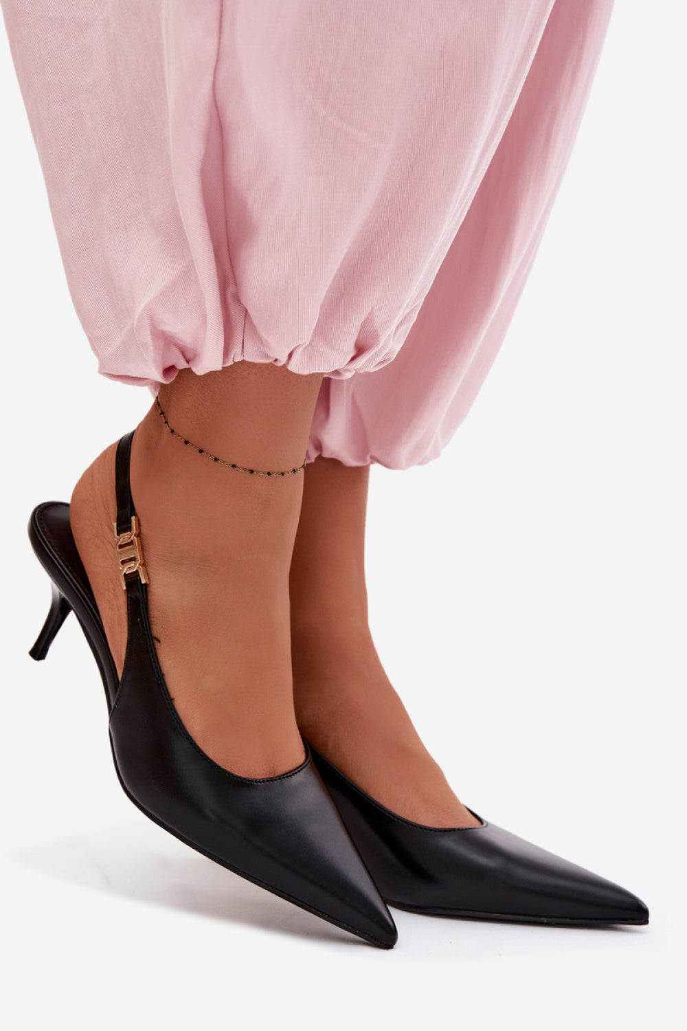 Step In Style Jelissey Black Faux Leather Heeled Sandals