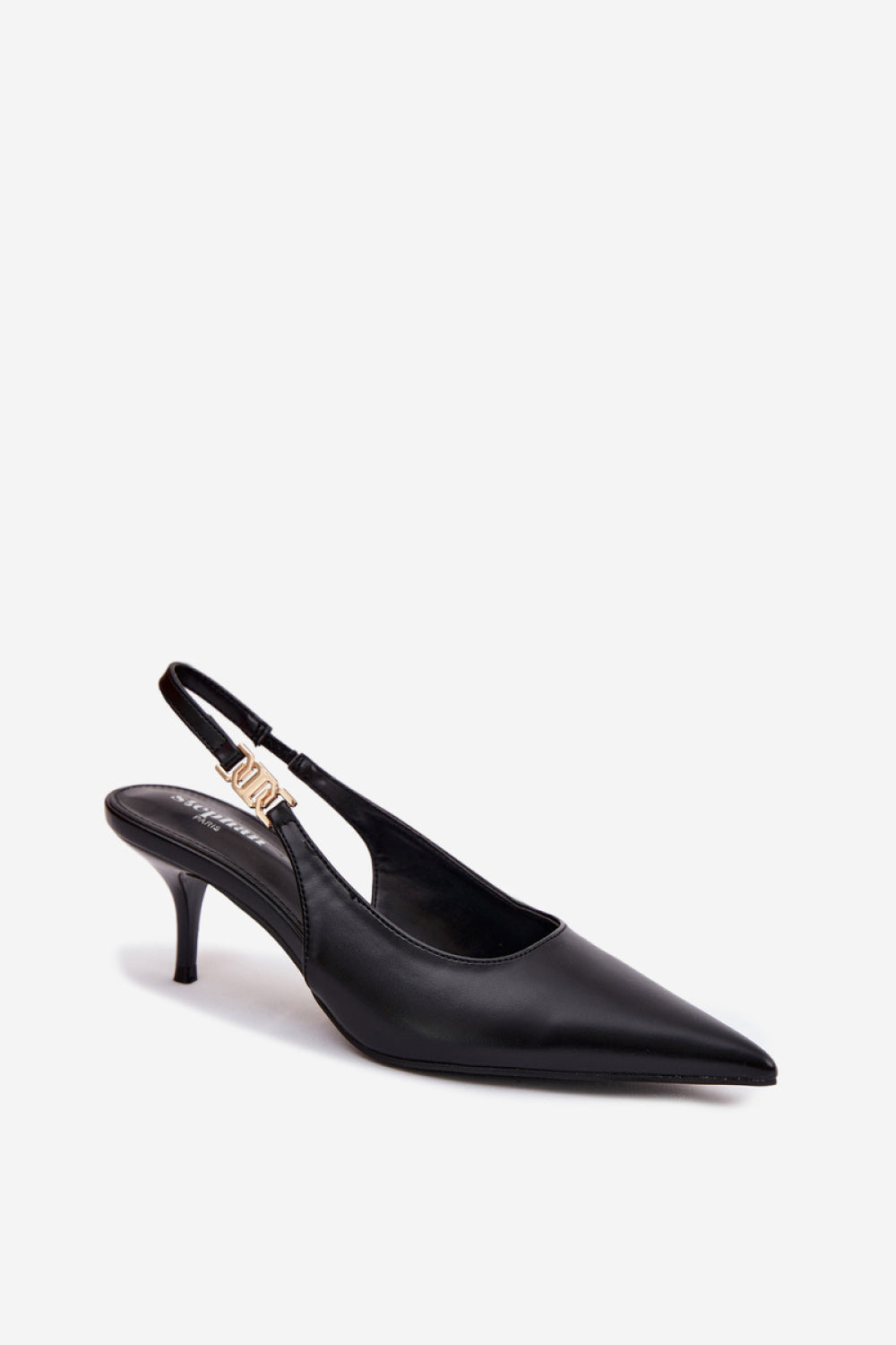 Step In Style Jelissey Black Faux Leather Heeled Sandals - view 2